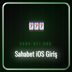Sahabet iOS giriş ekranını gösteren bir iPhone ve platform logosu